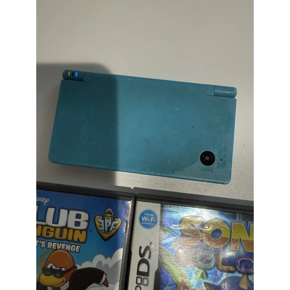 Nintendo DS Lite Console Blue‎ & Lot Of 4 Games Tested NO CHARGER